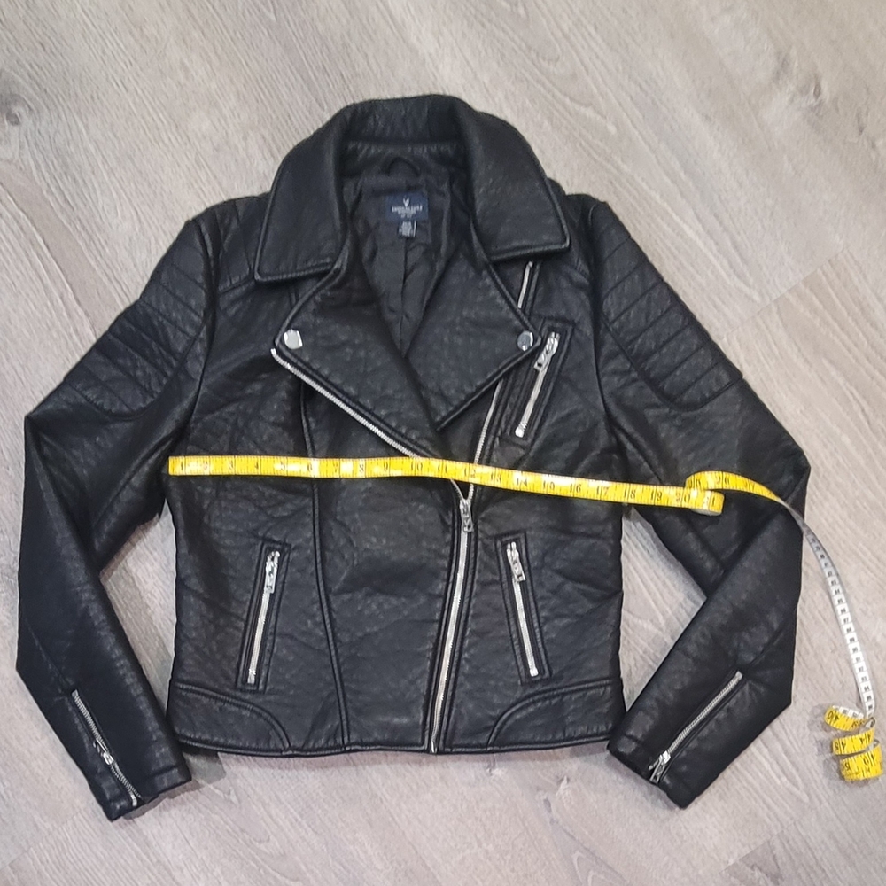 American Eagle Outfitters Quilted Black Leather Jacket - Picture 3 of 7